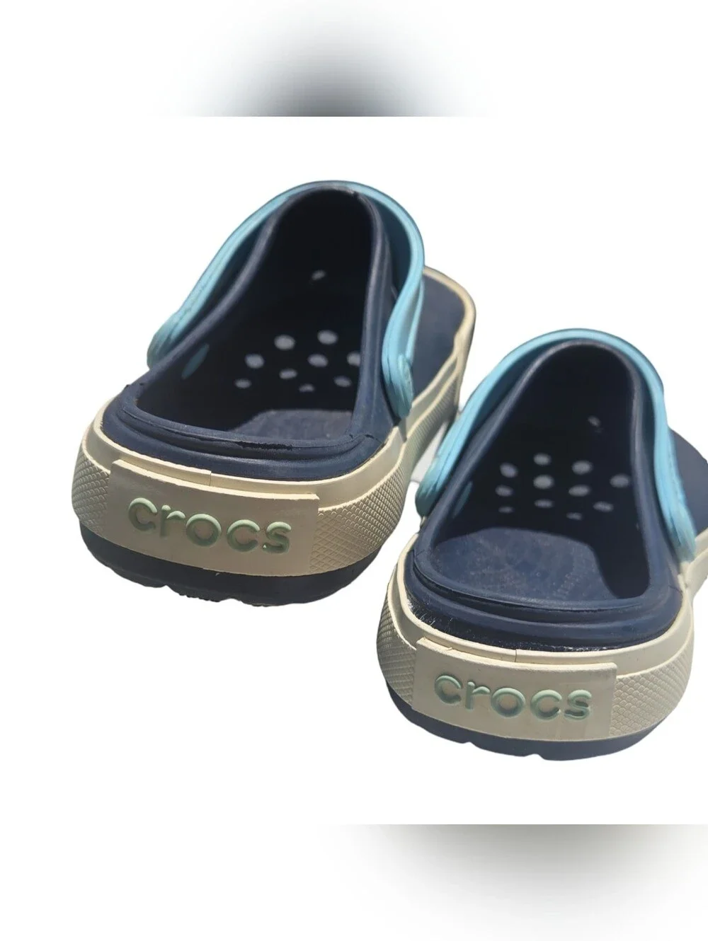 CROCS Kids Navy and Light Blue Classic Clog Water Clogs Slip-on Vacation Pool